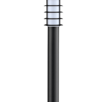 BORDA: E27 Surface Mounted Louvred Black Bollard Lights IP44