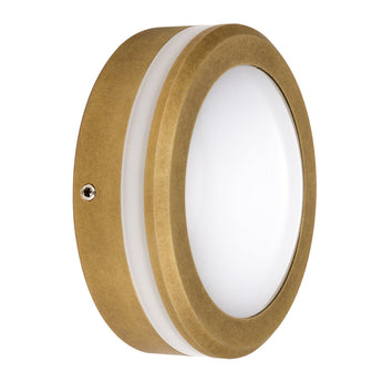 CLA-STE: Exterior LED 12V/240V Antique Brass Round Step/Wall Lights IP65