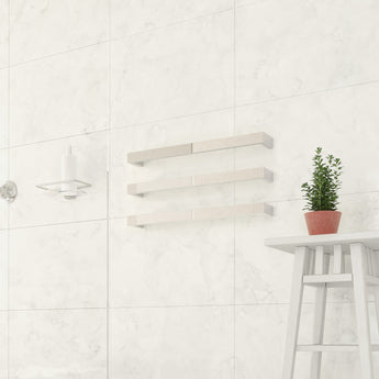Square Single Bar Polished Heated Towel Rail