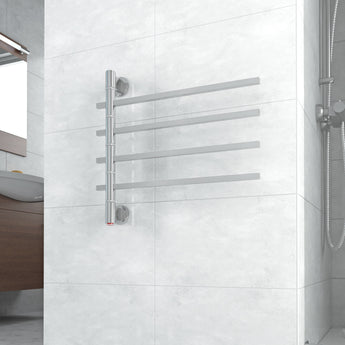 Straight Square Swivel Polished Heated Towel Rail